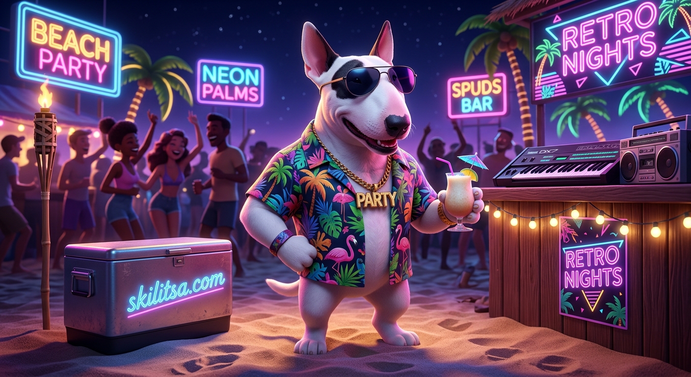 Ο Σπαντς Μακένζι Το Διάσημο Μπουλ Τεριέ Με Χαβανέζικο Πουκάμισο